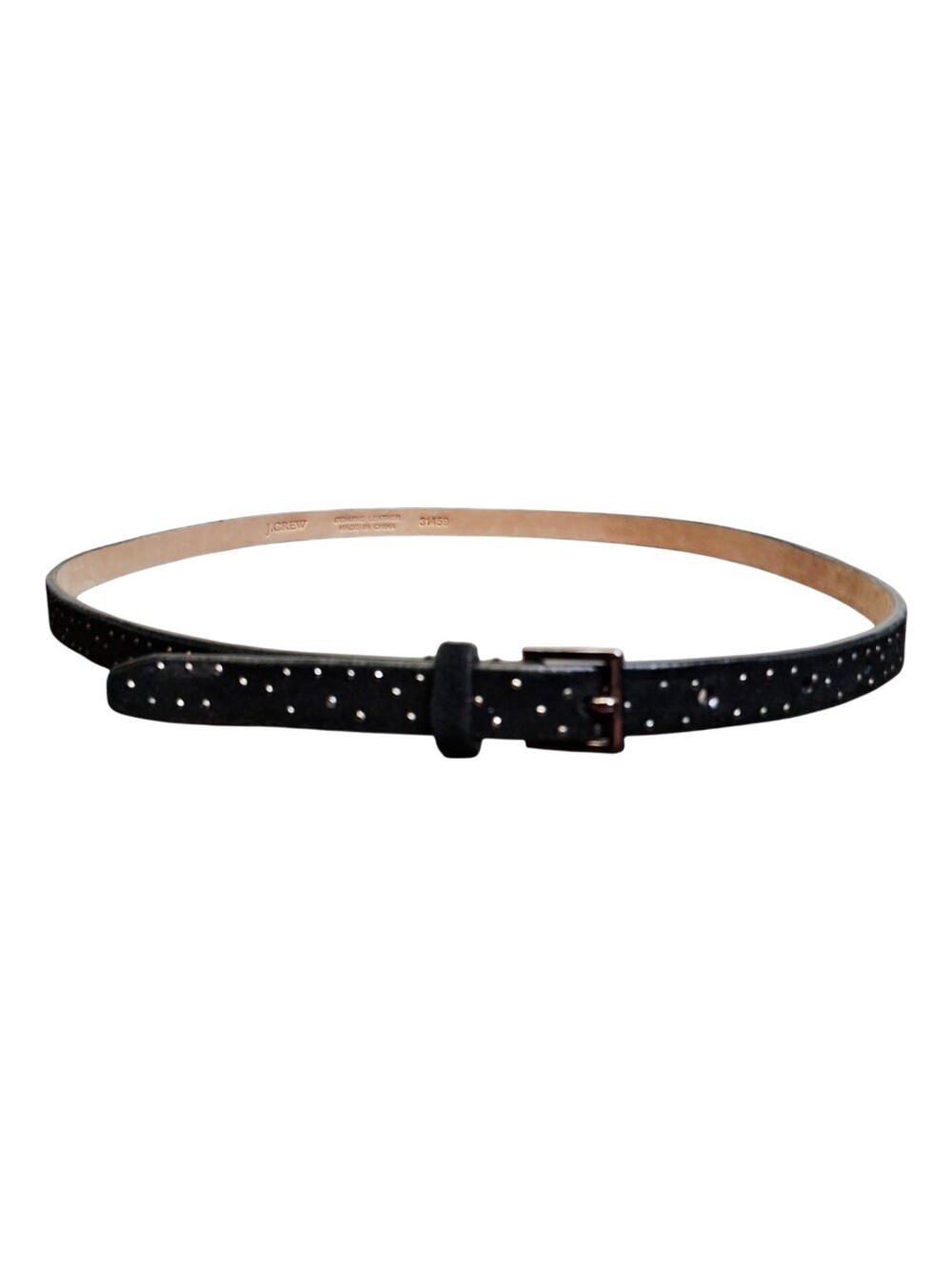 TWO J Crew Women's Olive Green Patent & Suede With Silver Studs Leather Belts M - Picture 7 of 11